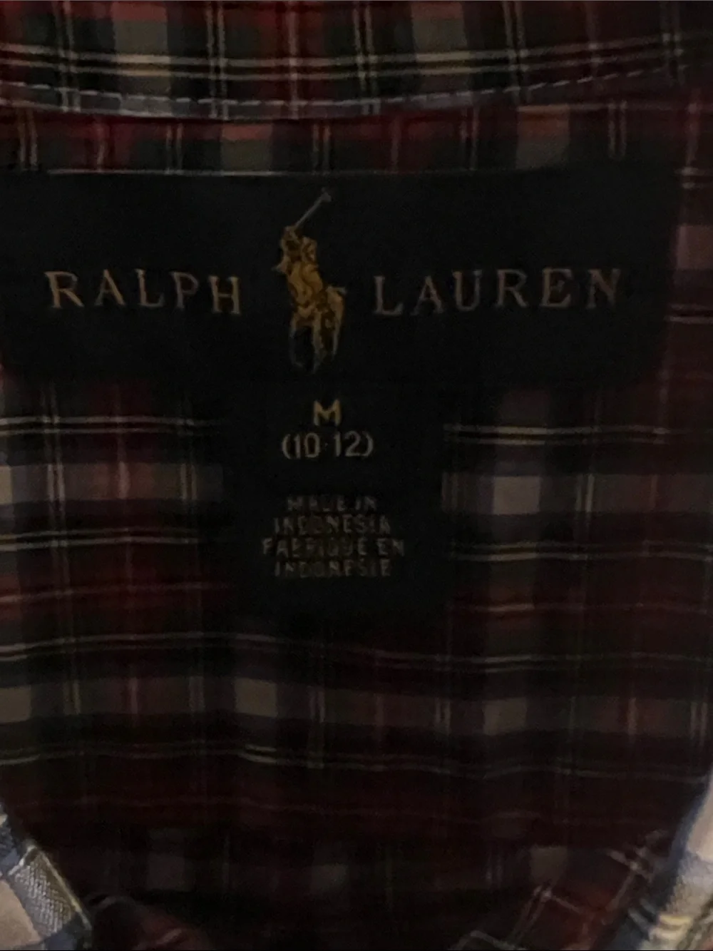 Ralph Lauren Red, Green, White & Navy Plaid Button-Down Shirt kids 10-12